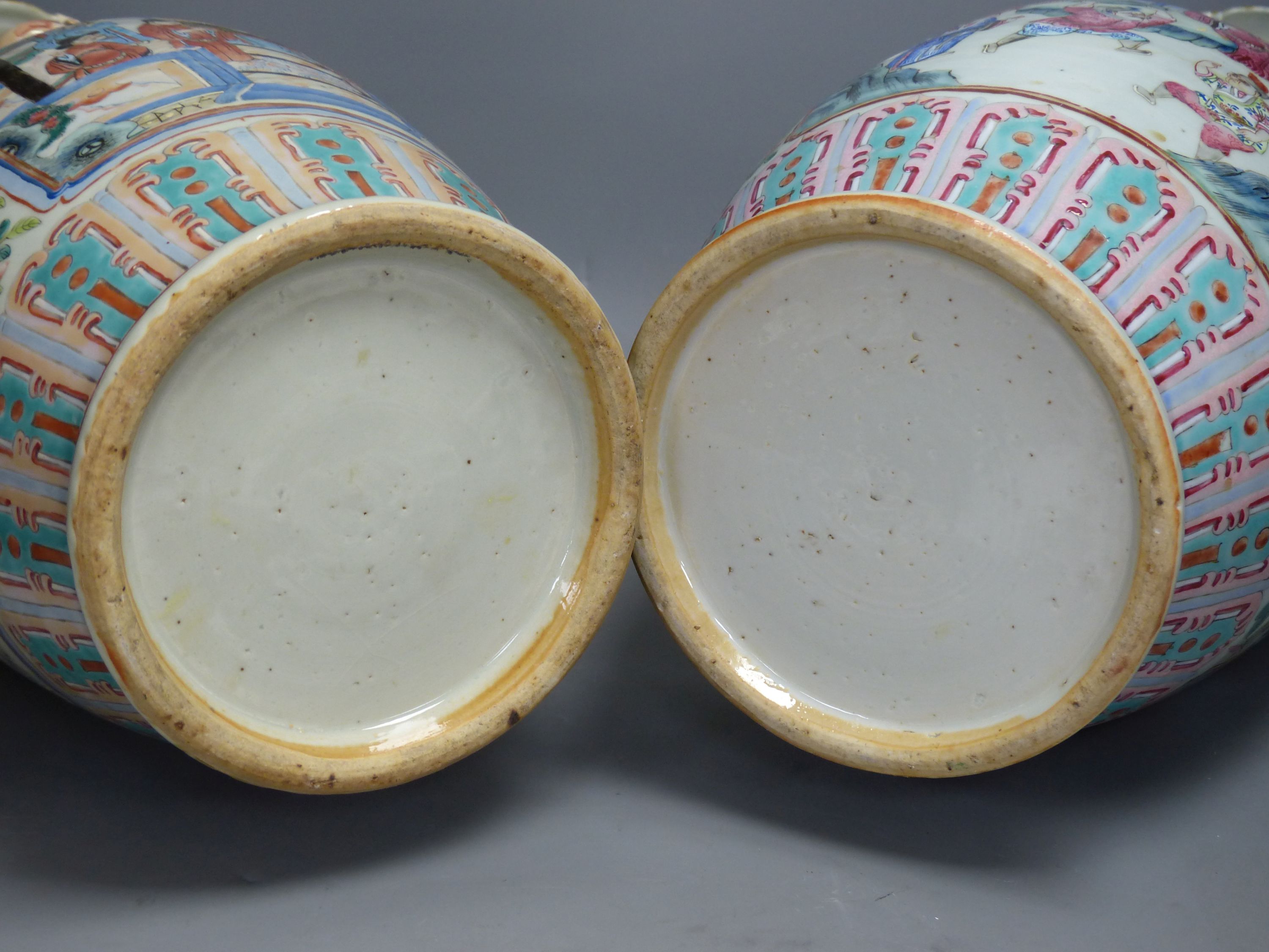 Two 19th century Chinese famille rose vases, tallest 45cm